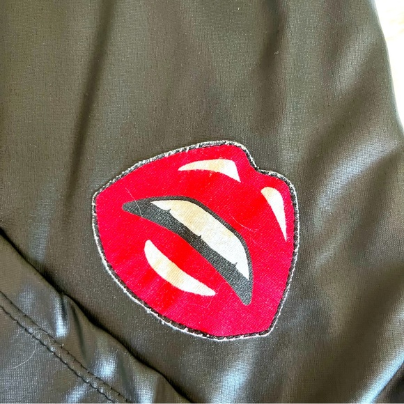 Flowers By Zoe Black Faux Leather Jacket with patches. Girls 6x - Picture 4 of 8